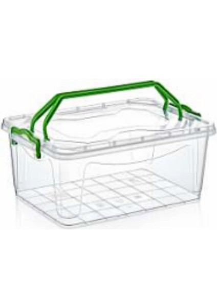 Şeffaf 5 Litre Kulplu Saklama Kutusu, Renkli ve Pratik Depolama Çözümü
