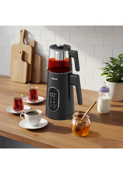 Aroma Smart Sıcaklık Kontrollü 1500W Dokunmatik Çelik Çay Makinesi fiyatları