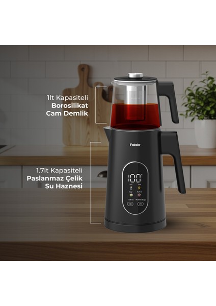 Aroma Smart Sıcaklık Kontrollü 1500W Dokunmatik Çelik Çay Makinesi modelleri