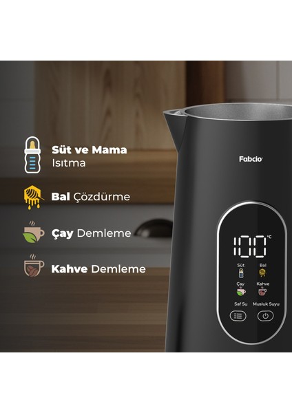 Aroma Smart Sıcaklık Kontrollü 1500W Dokunmatik Çelik Çay Makinesi fırsatları