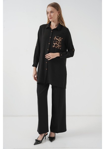 5851 Cep Detaylı Gömlek Tunik - Siyah fiyatları