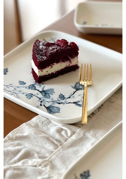 Magnolia 14 Parça Kare Porselen 6 Kişilik Kahvaltı Takımı Mavi Beyaz indirimleri