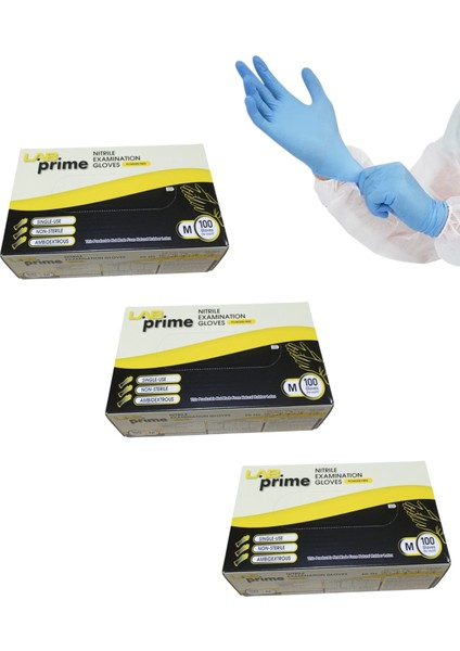 Nitril Muayene Eldiveni Mavi Pudrasız 100’LÜ Paket x 3 Adet -- M Beden