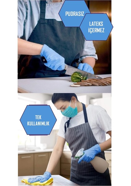 Nitril Muayene Eldiveni Mavi Pudrasız 100’LÜ Paket x 3 Adet -- M Beden modelleri