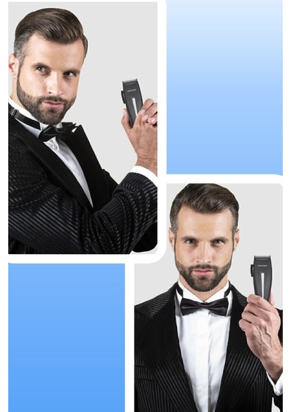 Sessiz ve Güçlü Kablolu Saç ve Sakal Kesme Makinesi, Ayarlanabilir Motor, Şık Siyah Tasarım