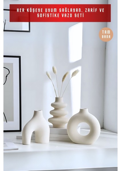 Siyah Dekoratif Vazo Seti Obje Ev Dekorasyon Masa Üstü Dekor Vazo Seti Model 1001