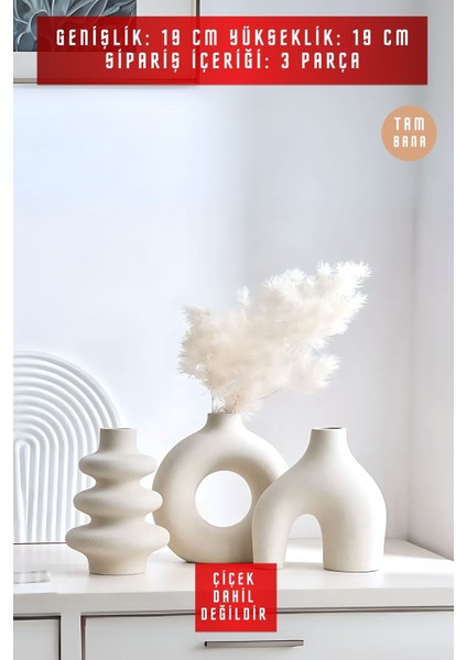 Siyah Dekoratif Vazo Seti Obje Ev Dekorasyon Masa Üstü Dekor Vazo Seti Model 1001