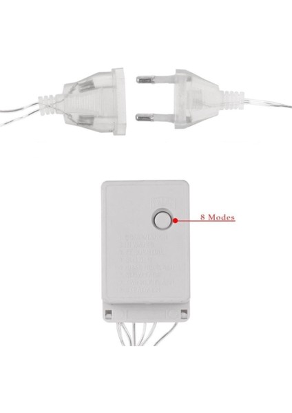 3mt LED Perde 12'li Toplu, Animasyonlu, Eklenebilir, Fişli, Kablolu, Dekoratif Ampül