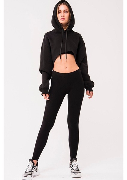 Kadın Siyah Pamuklu Tayt