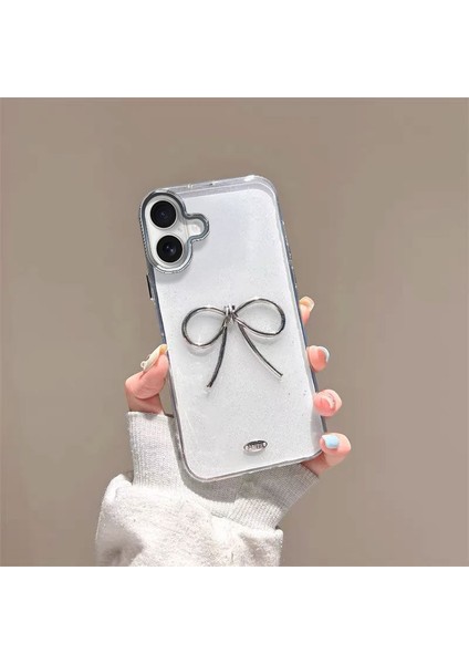 Apple iPhone 16 Uyumlu Kılıf Zebana Bow Silikon Kılıf Şeffaf