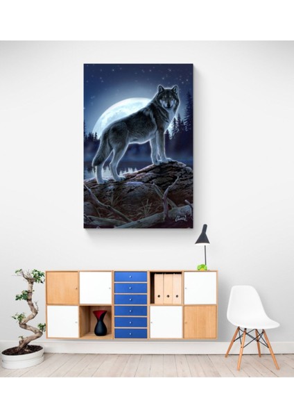Çok Renkli Kurt Resmi Kanvas Tablo, Şık ve Modern Dekorasyon Parçası