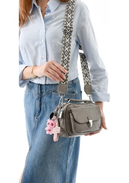 Vegan Deri Kadın Postacı Çanta 21*15 cm Yıkama Suni Deri Omuz Çantası Çapraz Askılı Çanta