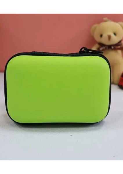 Yeşil Şarj Aleti Çantası Kulaklık Çantası - Organizer El Çantası Eva