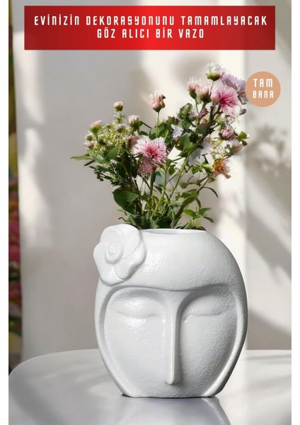 Beyaz Dekoratif Vazo Obje Ev Dekorasyon Masa Üstü Dekor Vazo Model 12
