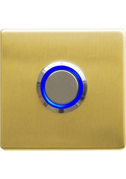 Z-201GM Paslanmaz Tek Kontak Zil Butonu Mavi LED - Altın Renk