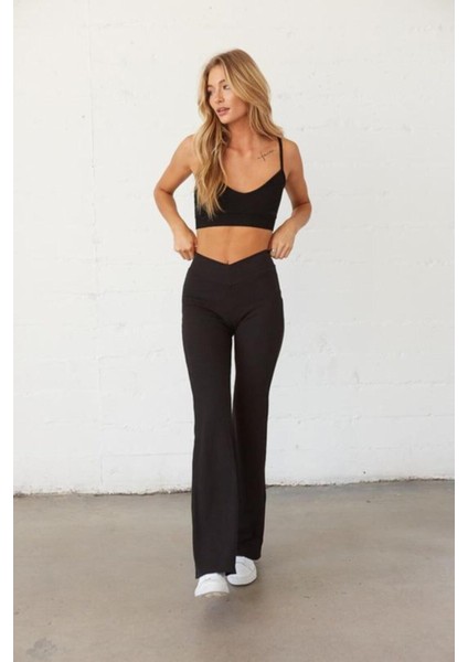 Ispanyol Paça Tayt Yüksek Bel Siyah modelleri