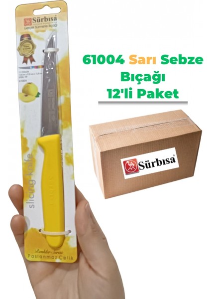 Sürbisa 61004 Sebze Bıçağı Sarı 1 Koli (12 Adet)