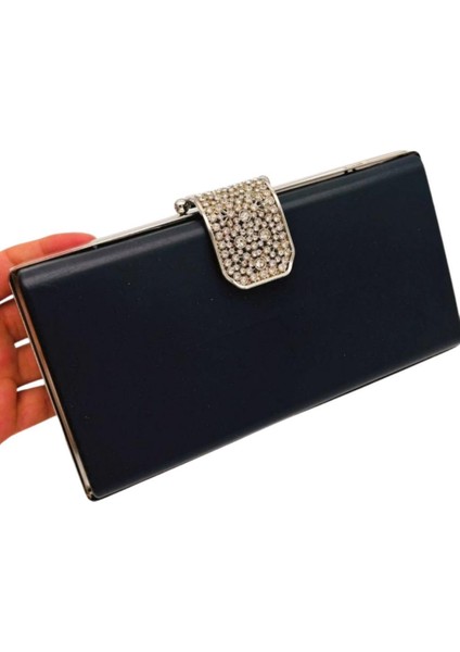 Abiye Çanta Kalıbı Taşlı Kapak Model Gümüş Metalli