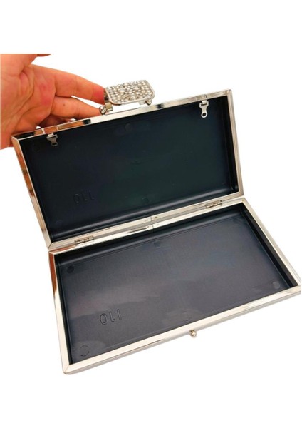 Abiye Çanta Kalıbı Taşlı Kapak Model Gümüş Metalli modelleri