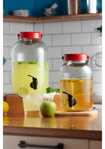 Macro 5000 ml Kırmızı Kapaklı Musluklu Cam Kavanoz 131002 fırsatları