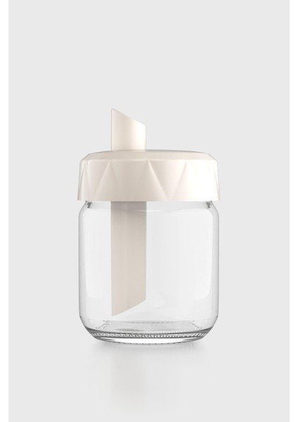 Lexa 210 ml Bej Kapaklı Cam Şekerlik 201015