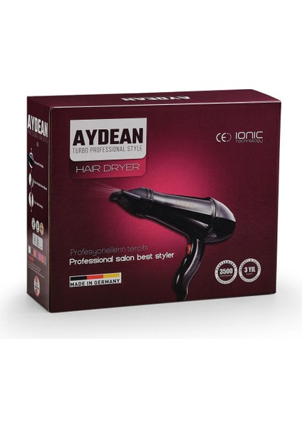 Yüksek Güçlü Profesyonel Mavi Saç Kurutma Makinesi, Almanya Yapımı, 3500W