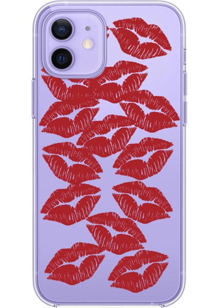 Iphone 12-Iphone 12 Pro Uyumlu Desenli Lüx Şeffaf Silikon Kılıf MNL27