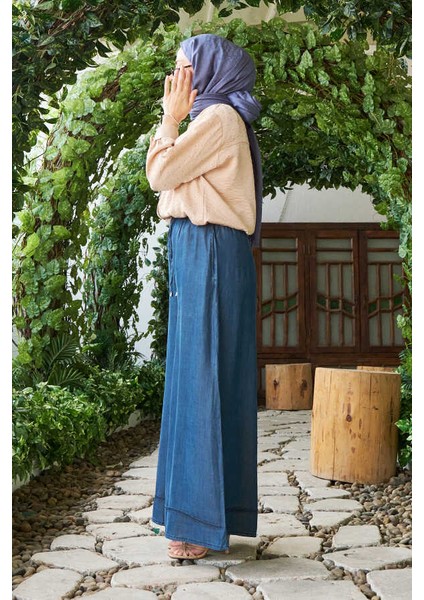 1138-BATTAL Tensel Lastikli Pantolon Koyu Mavi fiyatları