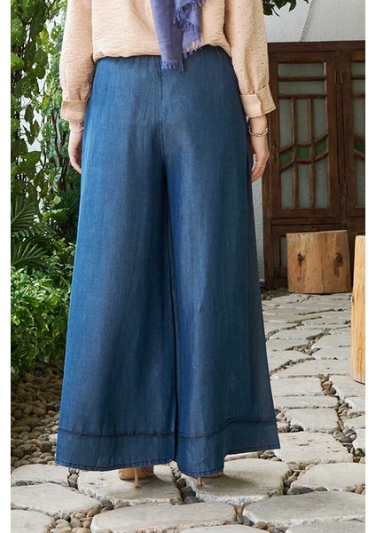 1138-BATTAL Tensel Lastikli Pantolon Koyu Mavi modelleri