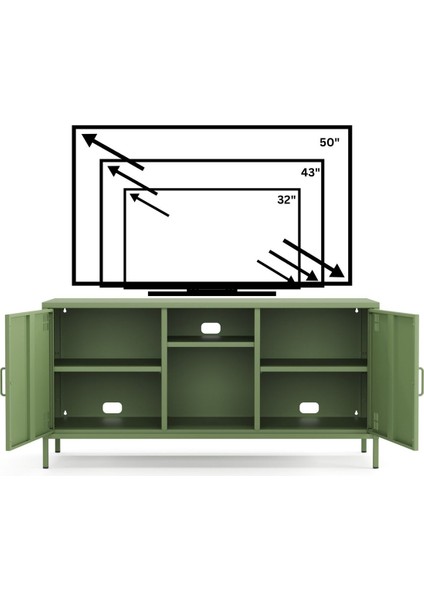 Pera Tv Ünitesi, Tv Dolabı,2 Kapaklı, Açık Raflı 130,50 x 40 x 64,50 cm fırsatları