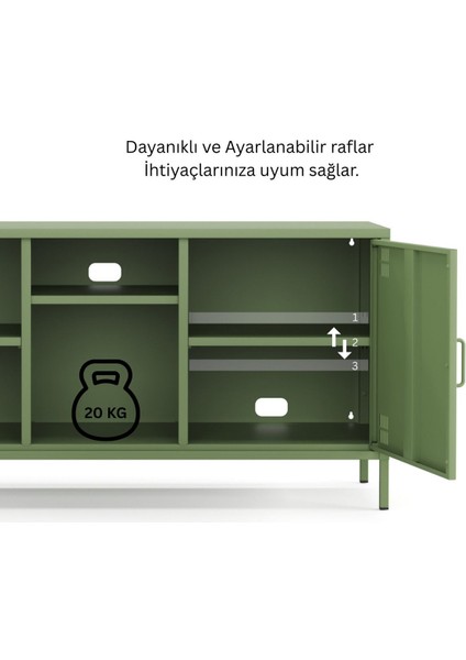 Pera Tv Ünitesi, Tv Dolabı,2 Kapaklı, Açık Raflı 130,50 x 40 x 64,50 cm