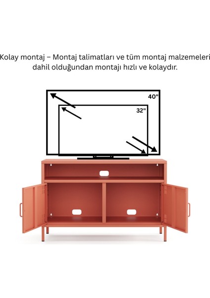 Pera Tv Ünitesi, Tv Dolabı,2 Kapaklı, Açık Raflı 100,50 x 40 x 64,50 cm fırsatları