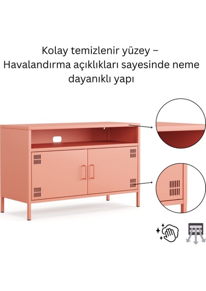 Pera Tv Ünitesi, Tv Dolabı,2 Kapaklı, Açık Raflı 100,50 x 40 x 64,50 cm