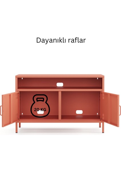 Pera Tv Ünitesi, Tv Dolabı,2 Kapaklı, Açık Raflı 100,50 x 40 x 64,50 cm