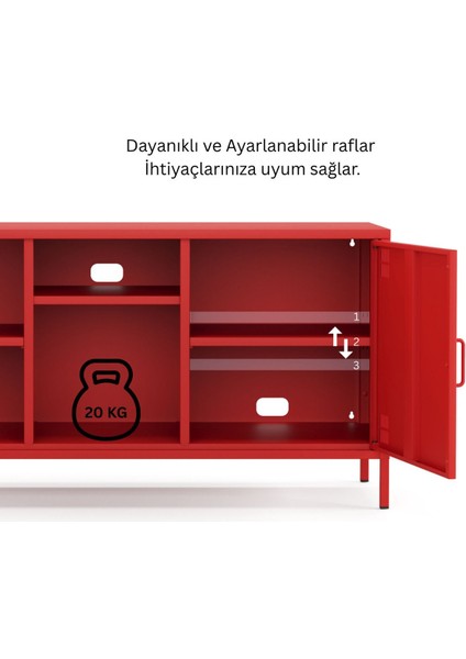 Pera Tv Ünitesi, Tv Dolabı,2 Kapaklı, Açık Raflı 130,50 x 40 x 64,50 cm