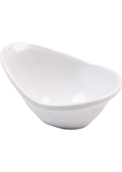Beyaz Melamin Konik Çukur Tabağı, 11,5x8,6x5,7 Cm, 6'lı Paket