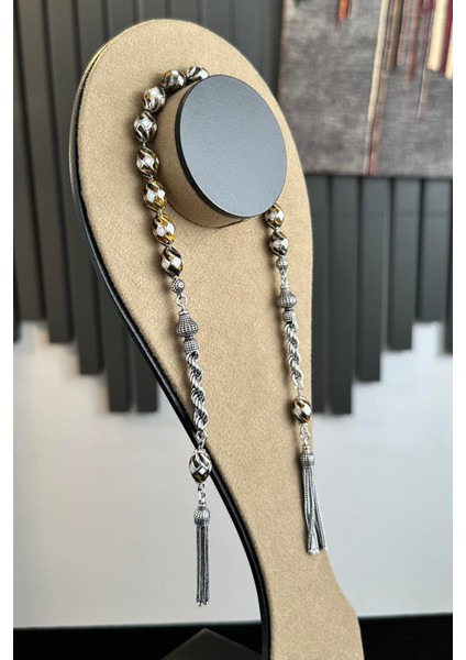 Orjinal El Işçiliği Gümüş Tasarım Kafesli Kahverengi Zaza Tesbih fiyatları