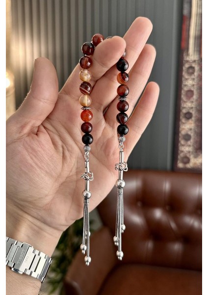 Akik Taşı Gümüş Tasarım Zaza Tesbih