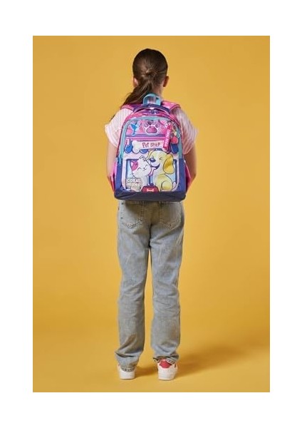 High Kedi Köpek Desenli Kız Çocuk Ilkokul Çantası ve Günlük Sırt Çantası fiyatları