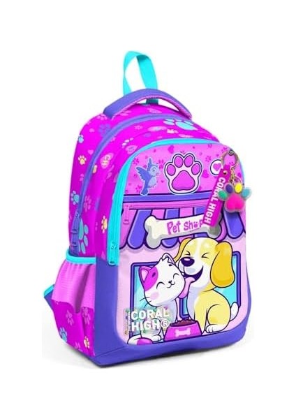 High Kedi Köpek Desenli Kız Çocuk Ilkokul Çantası ve Günlük Sırt Çantası modelleri