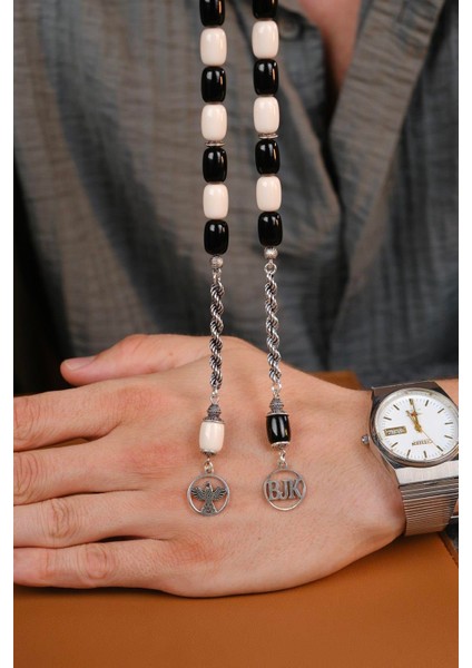 Taraftar Serisi Siyah Beyaz Kartal Gümüş Tasarım Zaza Tesbihi modelleri