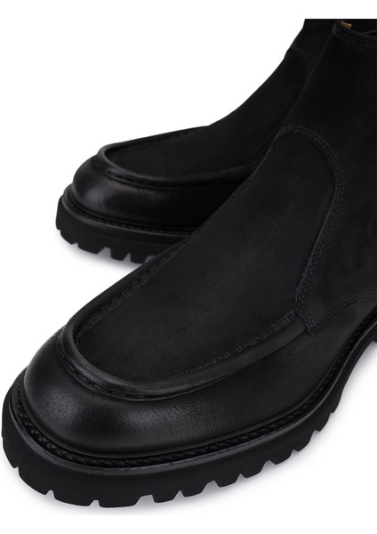 Erkek Hakiki Deri Siyah Casual Bot 668 881P Erk Bot SK25-26 Nero modelleri