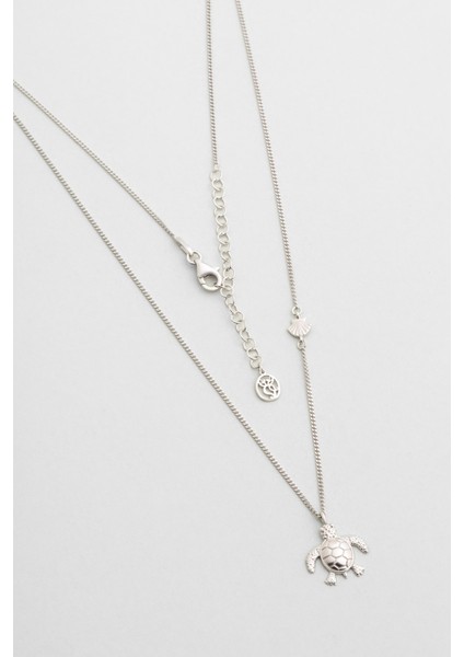 Little Caretta 18 Ayar Beyaz Altın Kaplama 45 cm Gümüş Kolye