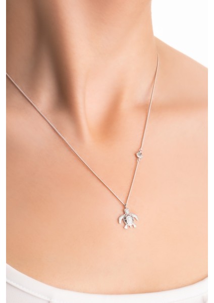 Little Caretta 18 Ayar Beyaz Altın Kaplama 45 cm Gümüş Kolye fiyatları