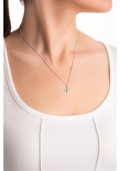 Little Caretta 18 Ayar Beyaz Altın Kaplama 45 cm Gümüş Kolye fırsatları