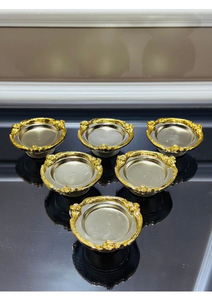 6 Adet Pirinç Döküm Gül Detaylı Gümüş Lokumluk Seti fiyatları