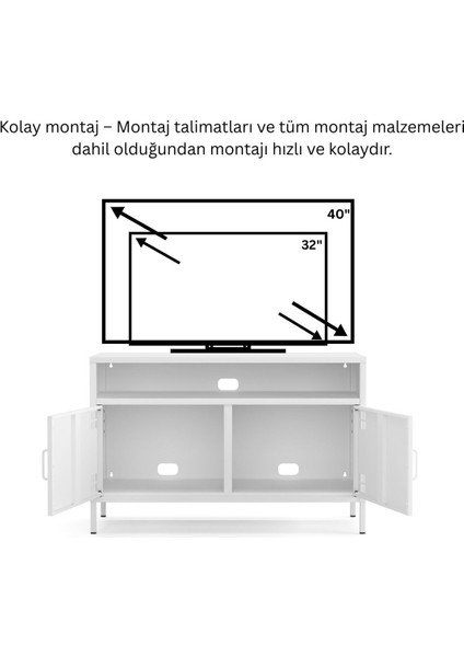 Pera Tv Ünitesi, Tv Dolabı,2 Kapaklı, Açık Raflı 100,50 x 40 x 64,50 cm fırsatları