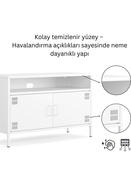 Pera Tv Ünitesi, Tv Dolabı,2 Kapaklı, Açık Raflı 100,50 x 40 x 64,50 cm