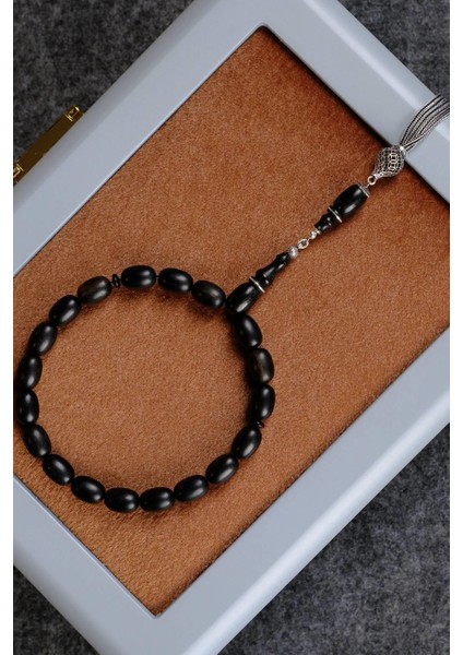 Şükrü Baba Efe Serisi Abanoz Maskot Gümüş Tasarım Tesbih