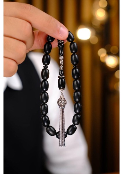 Şükrü Baba Efe Serisi Abanoz Maskot Gümüş Tasarım Tesbih fiyatları